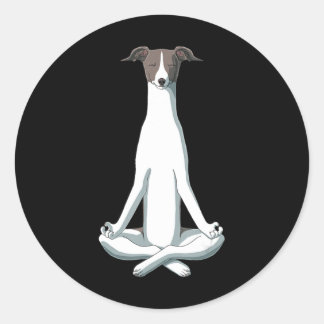 Hund Lover | Yoga Italian Greyhound Runder Aufkleber