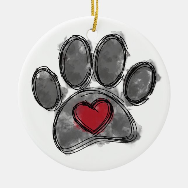 Hund Lover Zeichnend Aquarell Keramik Ornament (Vorne)
