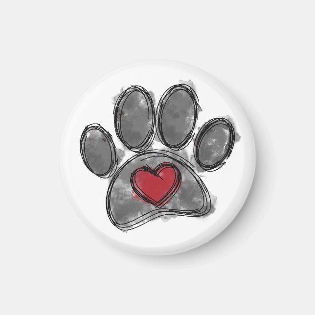 Hund Lover Zeichnend Aquarell Magnet (Vorne)