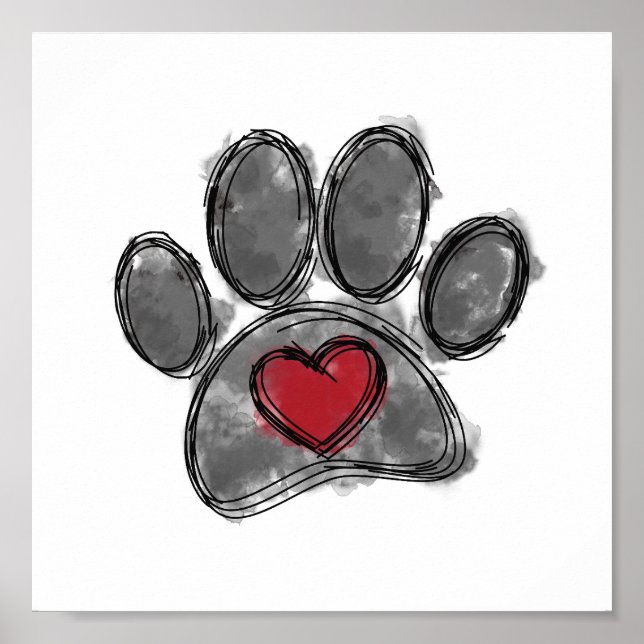 Hund Lover Zeichnend Aquarell Poster (Vorne)