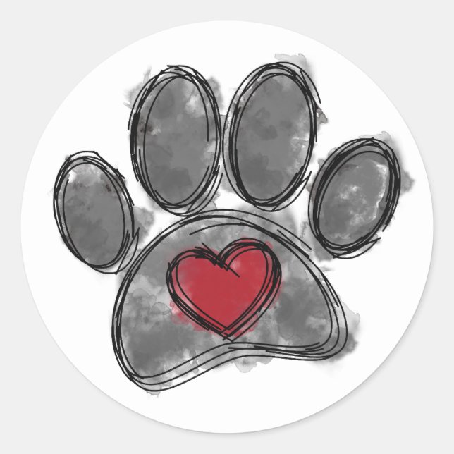 Hund Lover Zeichnend Aquarell Runder Aufkleber (Vorderseite)