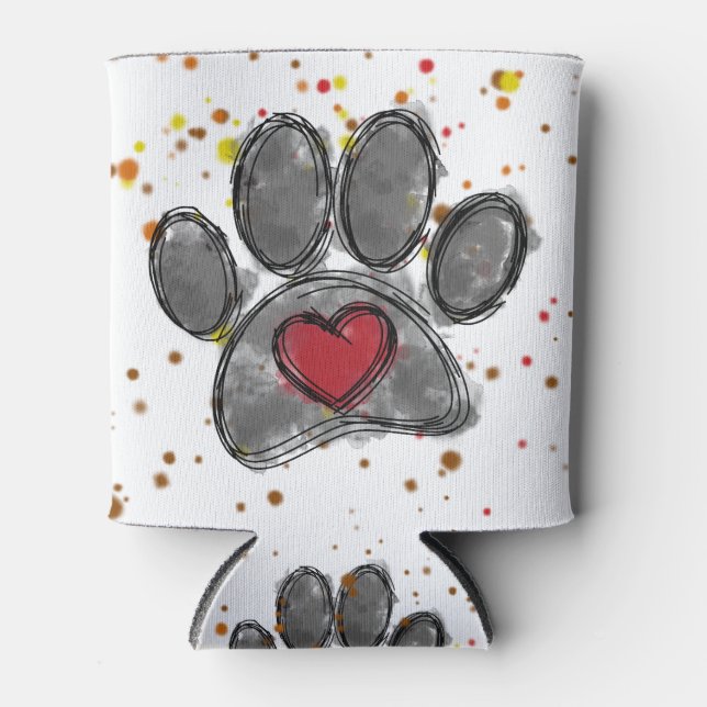 Hund Lover Zeichnend Aquarellfarbe Spritzer Dosenkühler (Vorderseite)