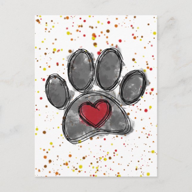 Hund Lover Zeichnend Aquarellfarbe Spritzer Postkarte (Vorderseite)