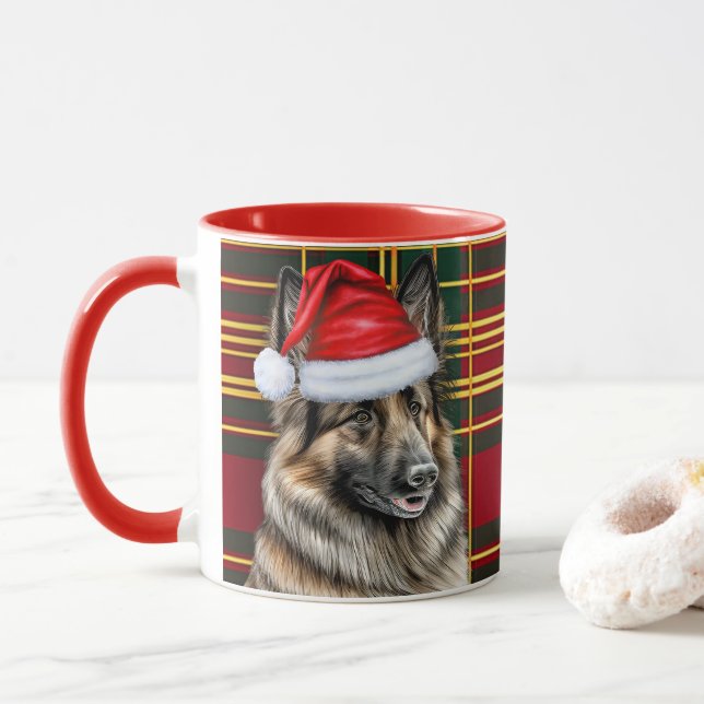 Hund Lover's belgischer Urlaub in Tervuren Kariert Tasse (Mit Donut)