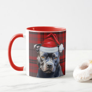 Hund Lover's Bluenose Pitbull Holiday Red Kariert Tasse