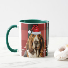 Hund Lover's Red Green Kariert Basset Holiday Tasse