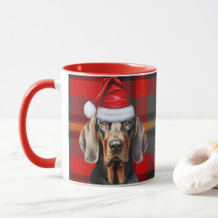 Hund Lover's Red Kariert Black Tan Coonhound Holid Tasse