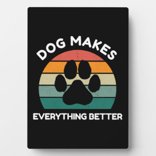 Hund macht alles besser - Pfotenabdruck-Design Fotoplatte
