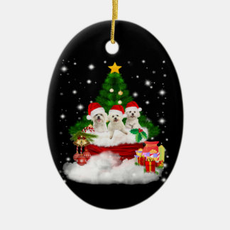 Hund| Maltesische Welpen sind Weihnachten Keramik Ornament