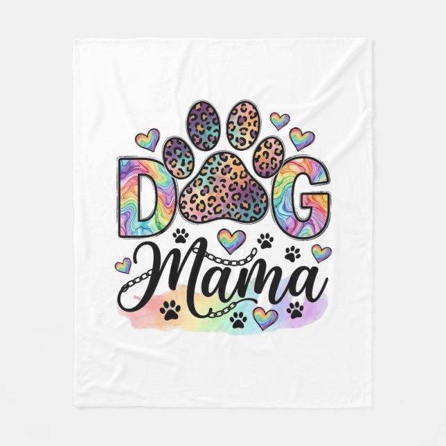 Hund Mama Pfote Leopard Regenbogen Wasserfarbe Her Fleecedecke (Vorderseite)