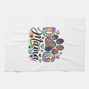 Hund Mama Pfote Leopard Regenbogen Wasserfarbe Her Geschirrtuch