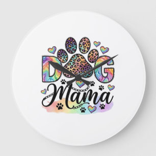 Hund Mama Pfote Leopard Regenbogen Wasserfarbe Her Große Wanduhr
