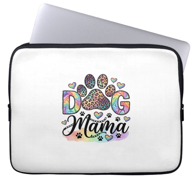 Hund Mama Pfote Leopard Regenbogen Wasserfarbe Her Laptopschutzhülle (Vorderseite)
