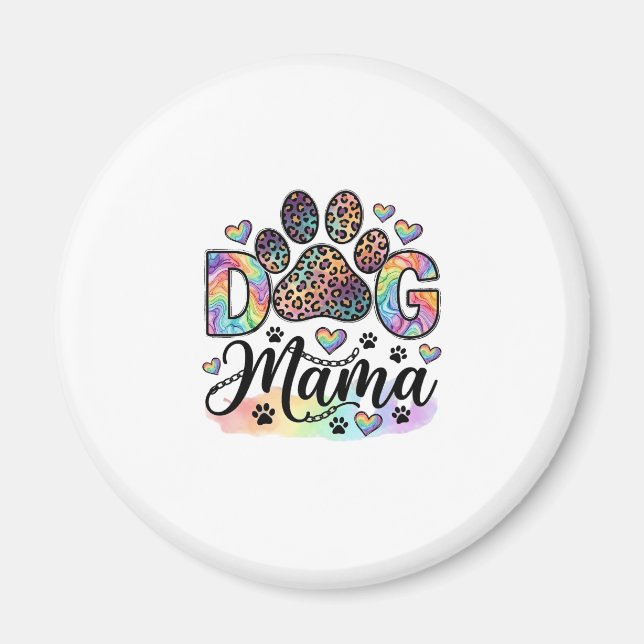 Hund Mama Pfote Leopard Regenbogen Wasserfarbe Her Magnet (Vorne)