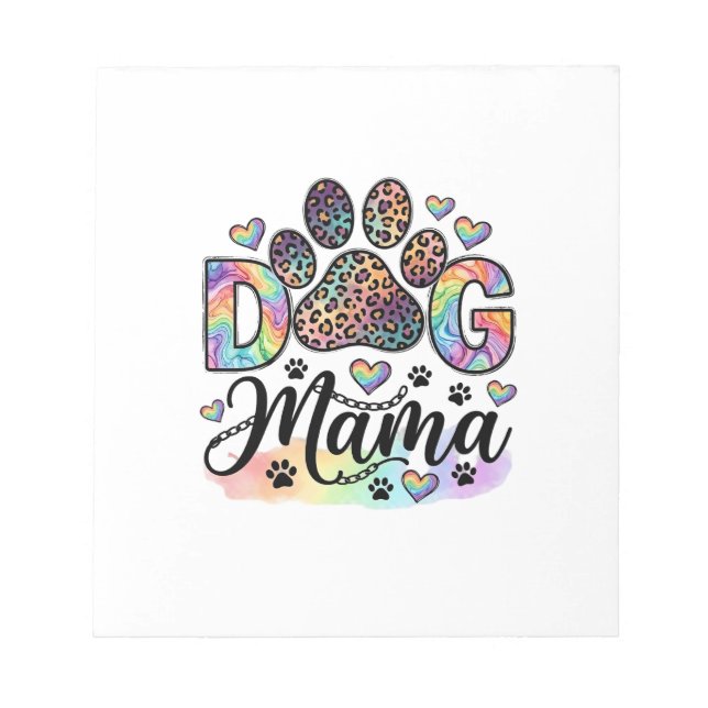 Hund Mama Pfote Leopard Regenbogen Wasserfarbe Her Notizblock (Vorderseite)