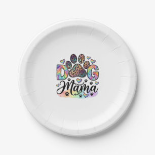 Hund Mama Pfote Leopard Regenbogen Wasserfarbe Her Pappteller