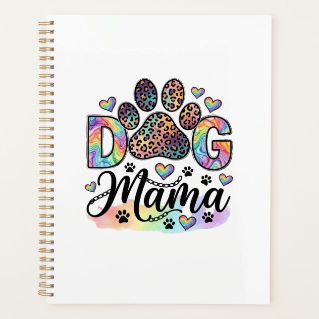 Hund Mama Pfote Leopard Regenbogen Wasserfarbe Her Planer (Vorderseite)