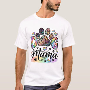 Hund Mama Pfote Leopard Regenbogen Wasserfarbe Her T-Shirt