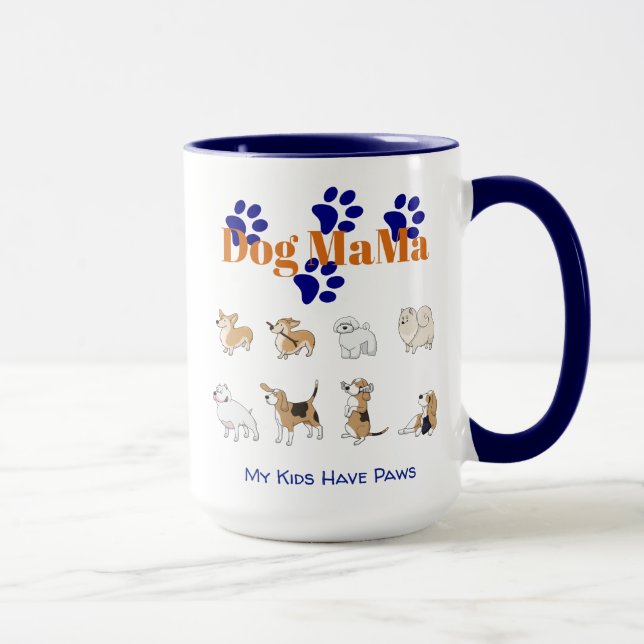 Hund Mama Vibes Tasse - Weil meine Kinder Pfoten h (Rechts)