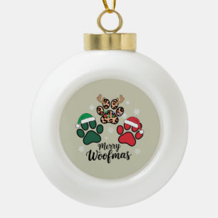 Hund Mama Weihnachten Fröhliche Woofmas Hundeliebh Keramik Kugel-Ornament