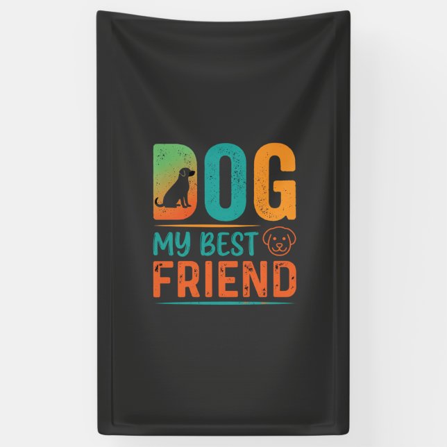 Hund mein bester Freund Retro-Design Banner (Vertikal)