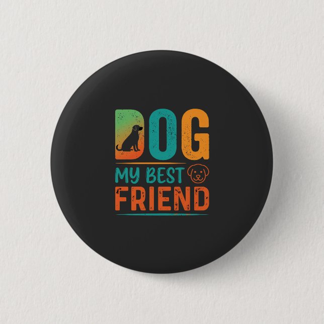 Hund mein bester Freund Retro-Design Button (Vorderseite)