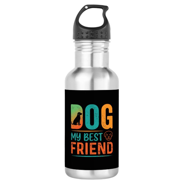 Hund mein bester Freund Retro-Design Edelstahlflasche (Vorderseite)