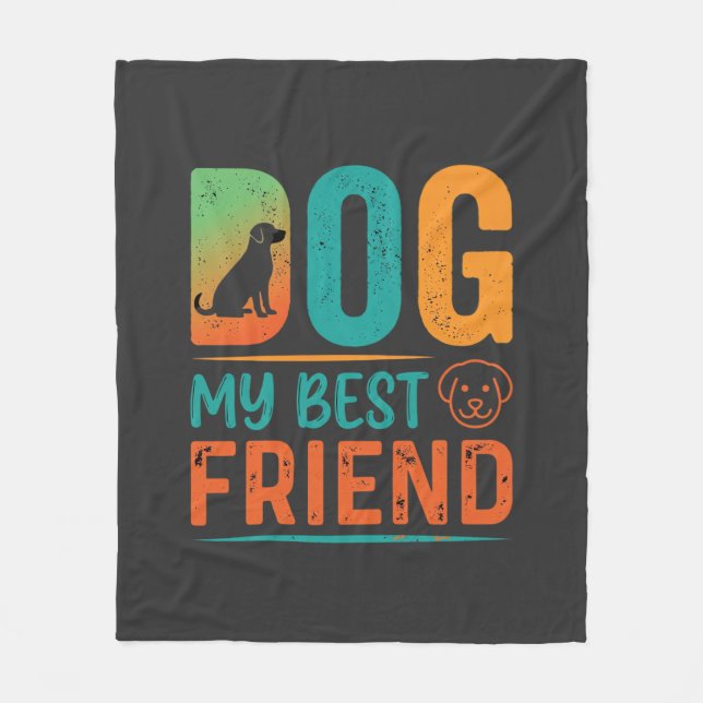Hund mein bester Freund Retro-Design Fleecedecke (Vorderseite)