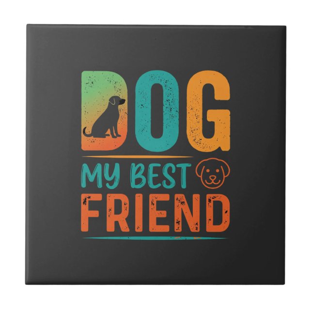 Hund mein bester Freund Retro-Design Fliese (Vorderseite)