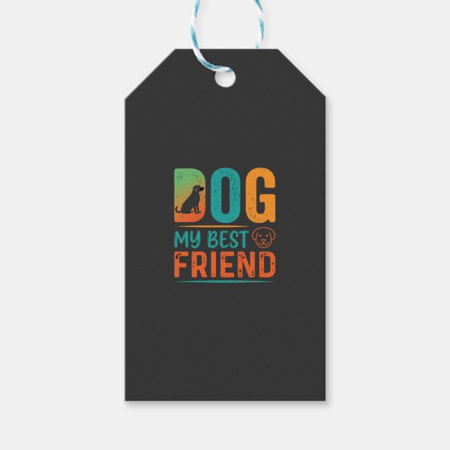 Hund mein bester Freund Retro-Design Geschenkanhänger (Vorderseite)