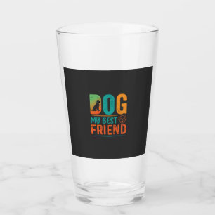 Hund mein bester Freund Retro-Design Glas