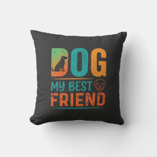 Hund mein bester Freund Retro-Design Kissen