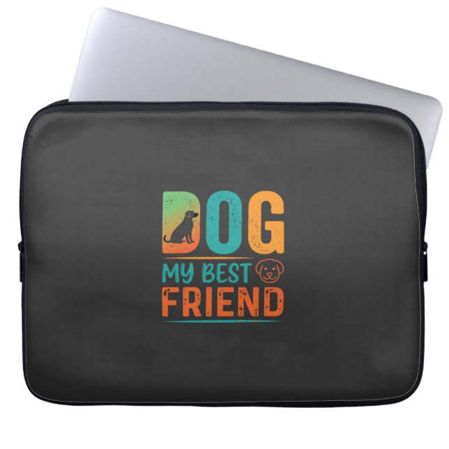 Hund mein bester Freund Retro-Design Laptopschutzhülle (Vorderseite)