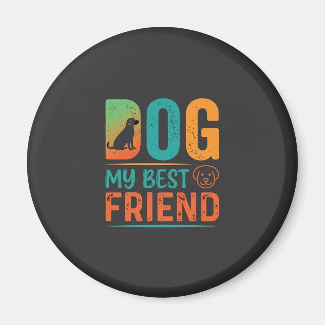 Hund mein bester Freund Retro-Design Magnet (Vorne)