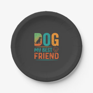 Hund mein bester Freund Retro-Design Pappteller