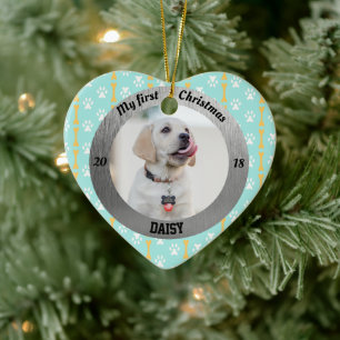 Hund mein erster Weihnachtsjunge Welpen Foto Name Keramik Ornament