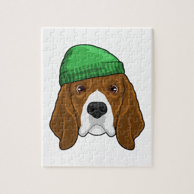 Hund mit Beanie Puzzle (Vertikal)