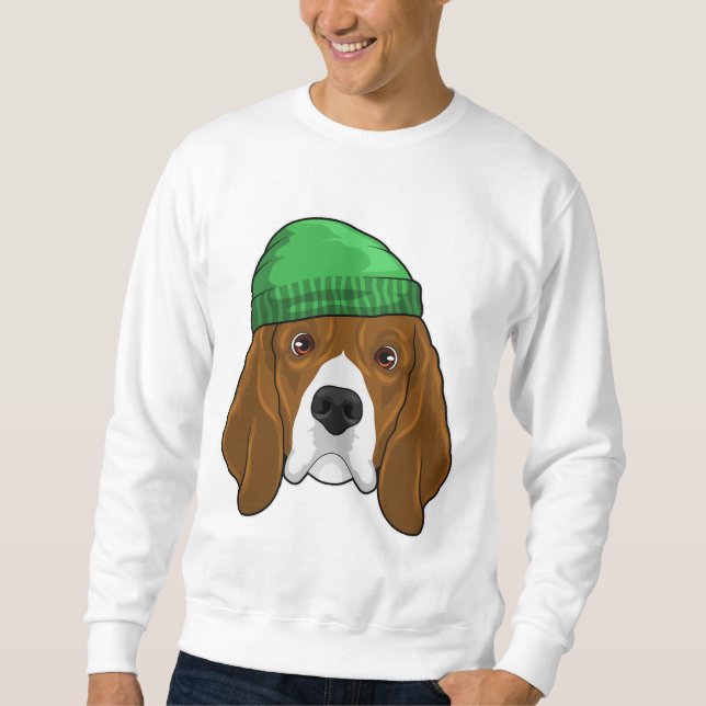 Hund mit Beanie Sweatshirt (Vorderseite)
