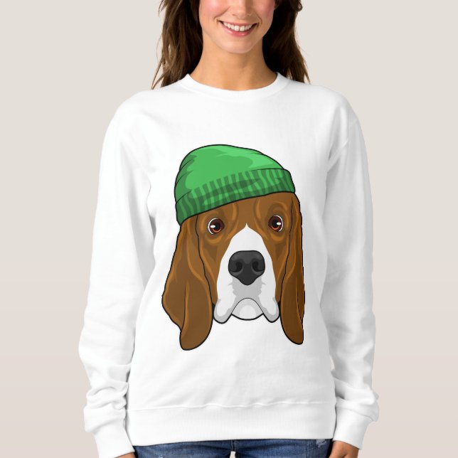 Hund mit Beanie Sweatshirt (Vorderseite)