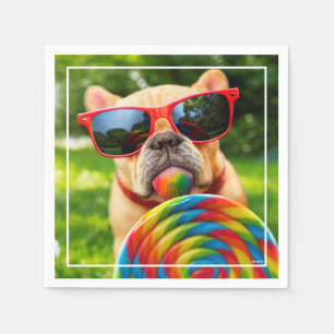 Hund mit Big Lollipop Serviette