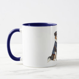 Hund mit blauem Mantel Tasse