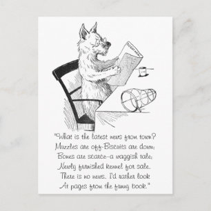 Hund mit Brille liest die Zeitung Postkarte