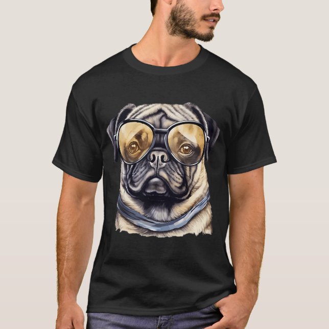 Hund mit Brille T-Shirt (Vorderseite)
