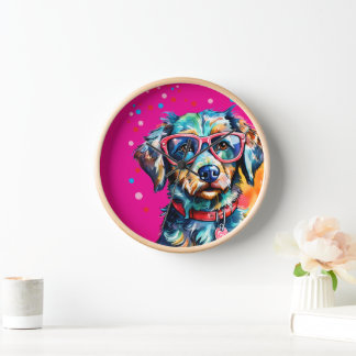Hund mit Brille Uhr