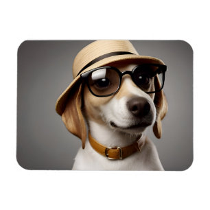 Hund mit Brille und Hut Magnet