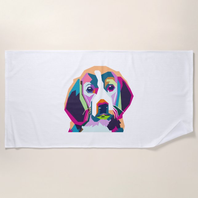 Hund mit bunter strandtuch (Vorderseite)