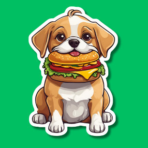 Hund mit Cheeseburger Chew Waterproof Aufkleber