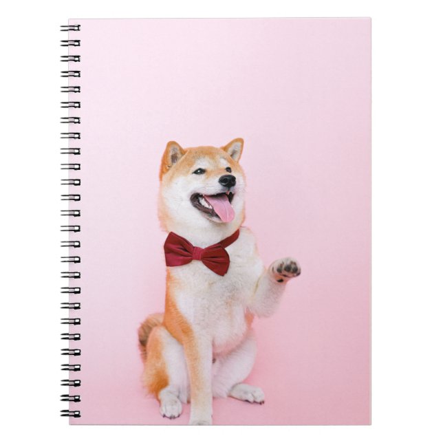 Hund mit einem Bow-Notebook Notizblock (Vorderseite)