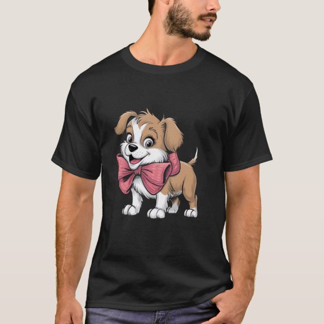 Hund mit einem koketten Bogen T-Shirt (Vorderseite)