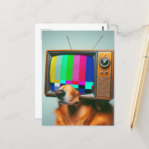 Hund mit einem Vintage-TV-Gesicht Postkarte